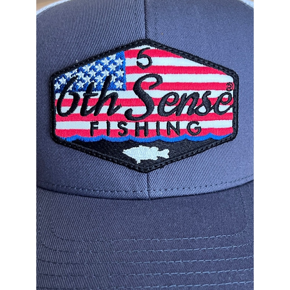 6th Sense Fishing The Staple American Dream Trucker Hat Navy White Snapback NEW - Picture 2 of 6